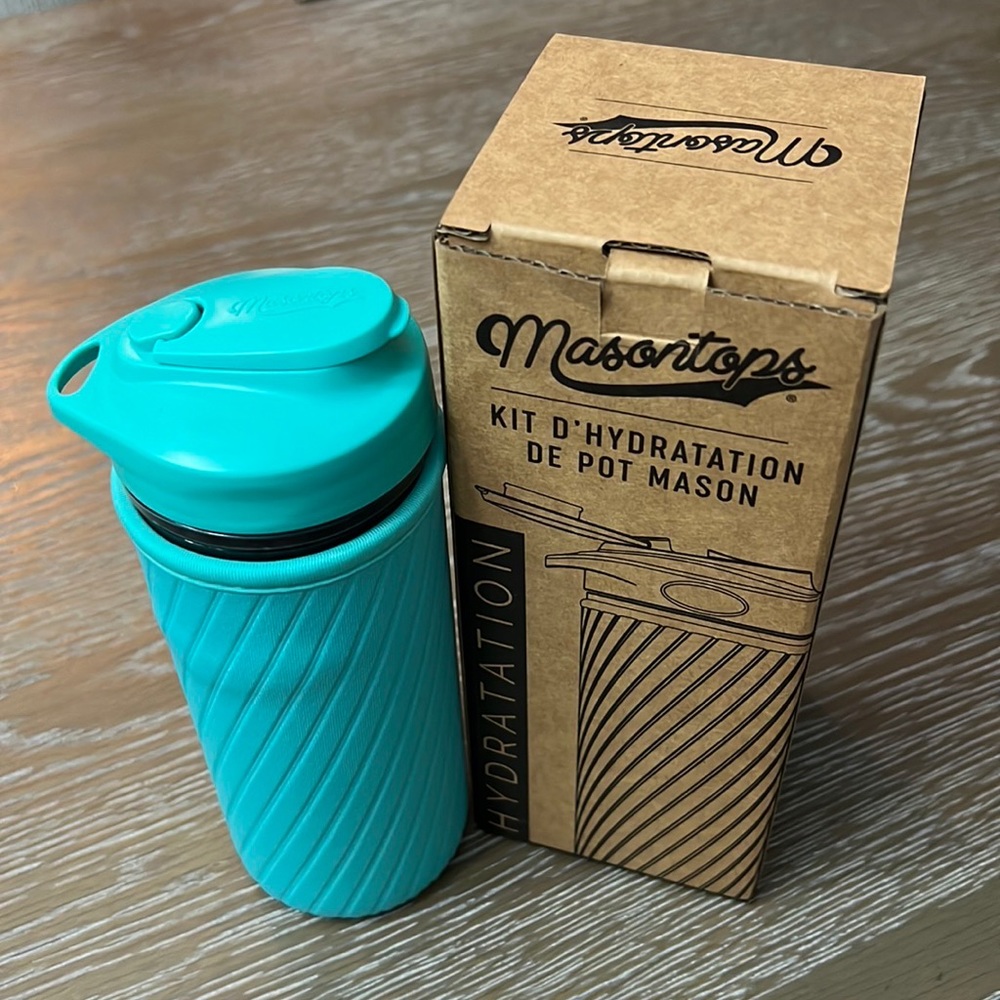 Masontops 🌸 16oz Mason Jar Turquoise Hydration Set